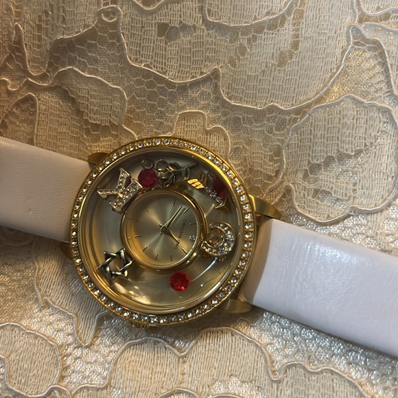 Origami Owl Locket Watch Women 38mm Gold Tone Love Heart K/Rose/Charms Bling main image 5